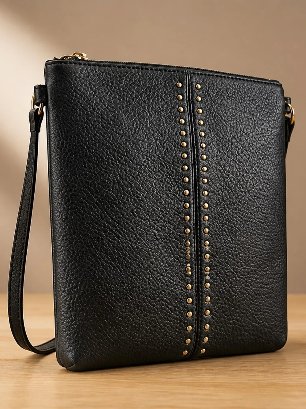 Montana West Black Crossbody with Gold Stud Trim